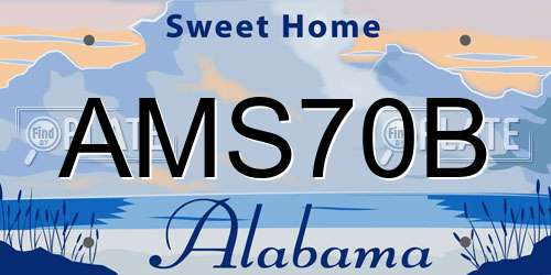 AMS70B Alabama License Plate