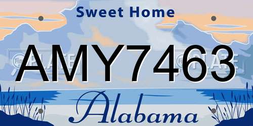 AMY7463 Alabama License Plate