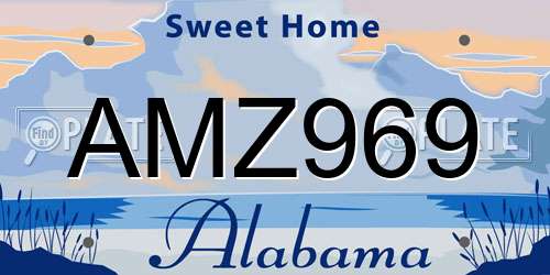 AMZ969 Alabama License Plate