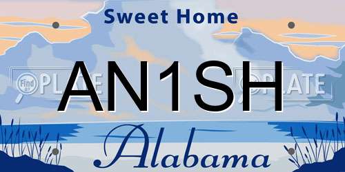 AN1SH Alabama License Plate