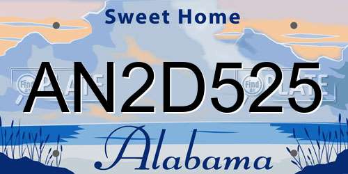 AN2D525 Alabama License Plate
