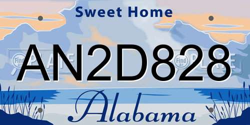 AN2D828 Alabama License Plate