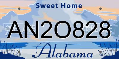 AN2O828 Alabama License Plate