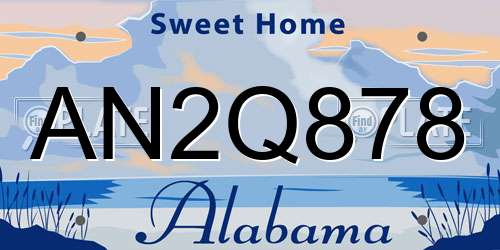 AN2Q878 Alabama License Plate
