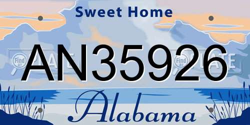 AN35926 Alabama License Plate