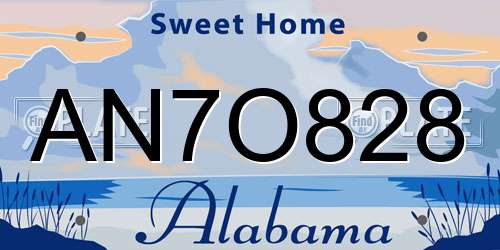 AN7O828 Alabama License Plate