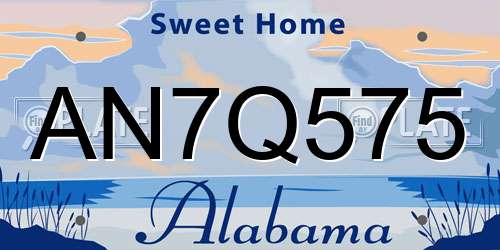 AN7Q575 Alabama License Plate