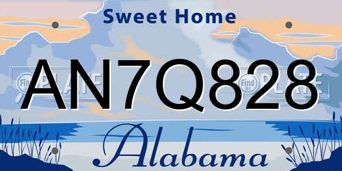AN7Q828 Alabama License Plate