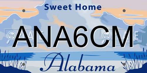 ANA6CM Alabama License Plate