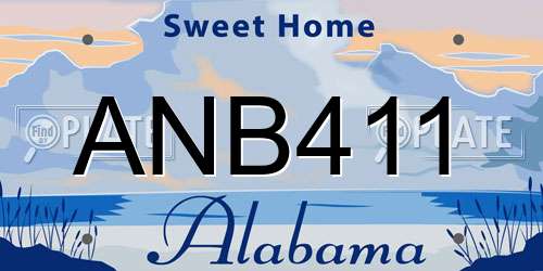 ANB411 Alabama License Plate