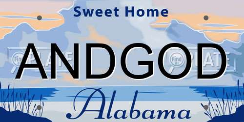 ANDGOD Alabama License Plate