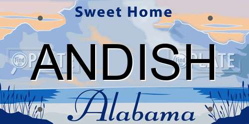 ANDISH Alabama License Plate