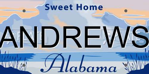 ANDREWS Alabama License Plate