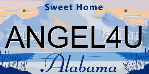 ANGEL4U Alabama License Plate