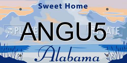 ANGU5 Alabama License Plate