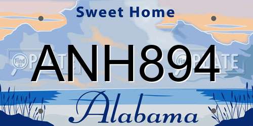 ANH894 Alabama License Plate