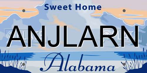 ANJLARN Alabama License Plate