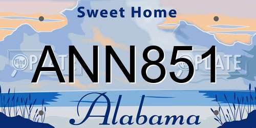 ANN851 Alabama License Plate