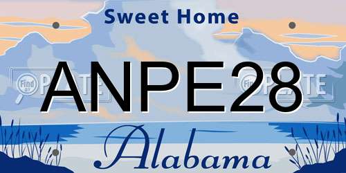 ANPE28 Alabama License Plate
