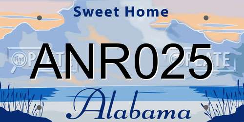 ANR025 Alabama License Plate