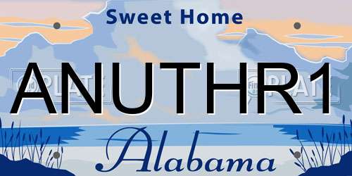 ANUTHR1 Alabama License Plate