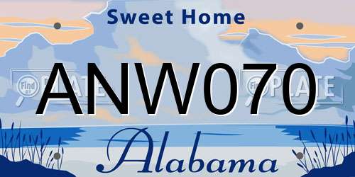 ANW070 Alabama License Plate