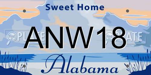 ANW18 Alabama License Plate