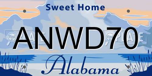 ANWD70 Alabama License Plate