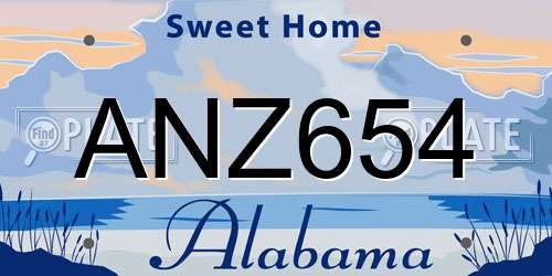 ANZ654 Alabama License Plate