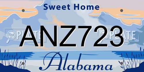 ANZ723 Alabama License Plate