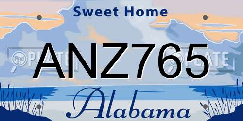 ANZ765 Alabama License Plate