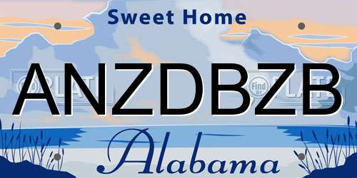 ANZDBZB Alabama License Plate