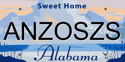 ANZOSZS Alabama License Plate