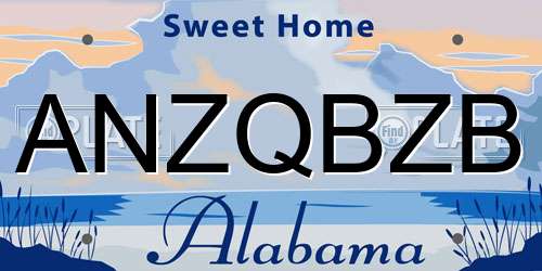 ANZQBZB Alabama License Plate
