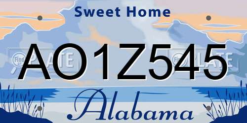 AO1Z545 Alabama License Plate