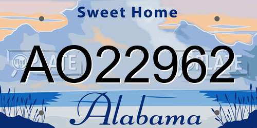 AO22962 Alabama License Plate