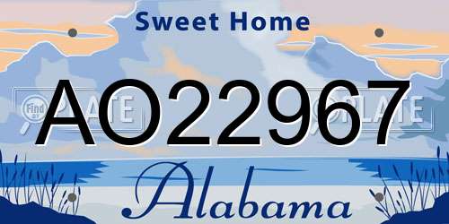 AO22967 Alabama License Plate