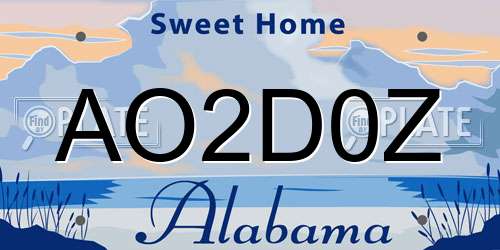 AO2D0Z Alabama License Plate