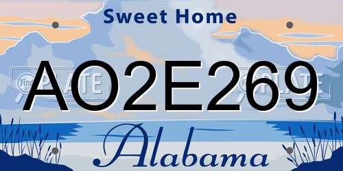 AO2E269 Alabama License Plate
