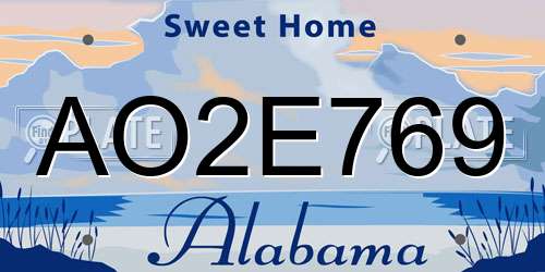 AO2E769 Alabama License Plate