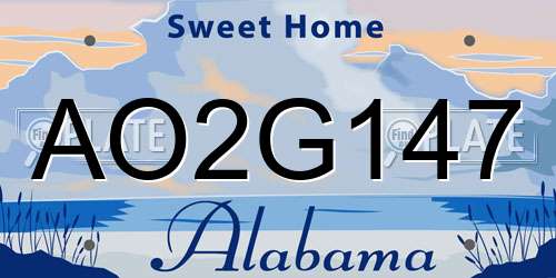 AO2G147 Alabama License Plate