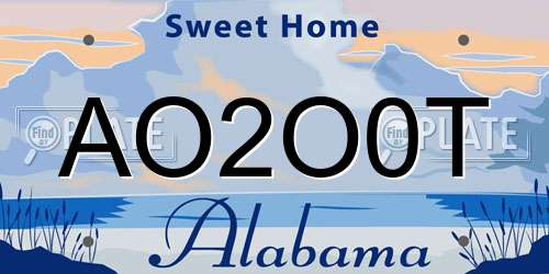 AO2O0T Alabama License Plate