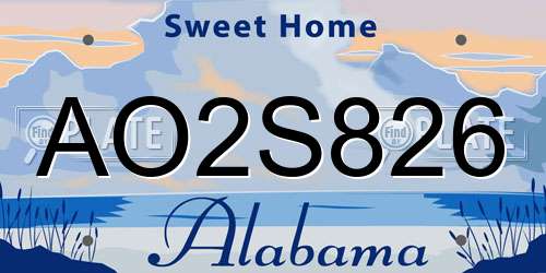AO2S826 Alabama License Plate