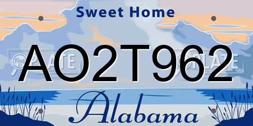 AO2T962 Alabama License Plate