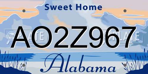 AO2Z967 Alabama License Plate
