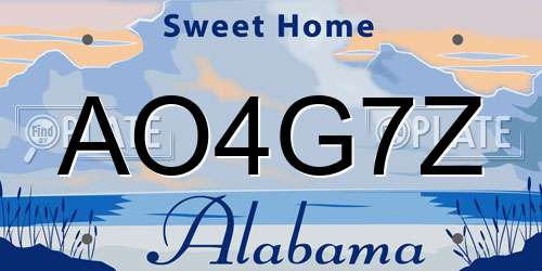 AO4G7Z Alabama License Plate