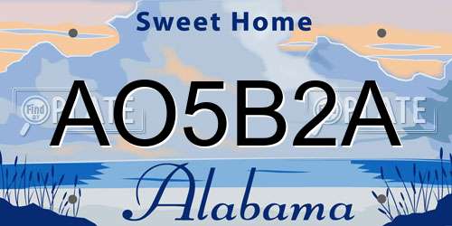AO5B2A Alabama License Plate