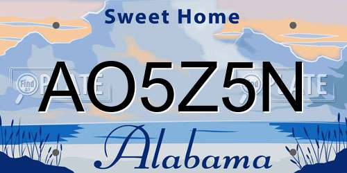 AO5Z5N Alabama License Plate