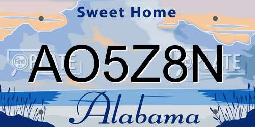 AO5Z8N Alabama License Plate