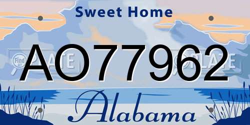 AO77962 Alabama License Plate